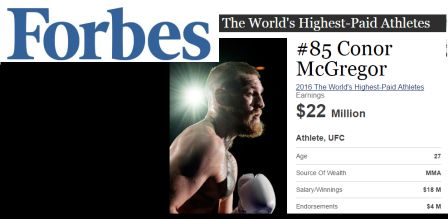 Conor McGregor, citado pela FORBES, permanece em sua busca porA�outras divisA�es do Ultimate.